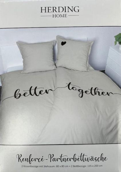 Partnerbettwäsche beige Bettwäsche Set Partner HERDING HOME